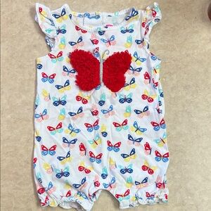 Baby Butterfly Romper with Red 3D Applique